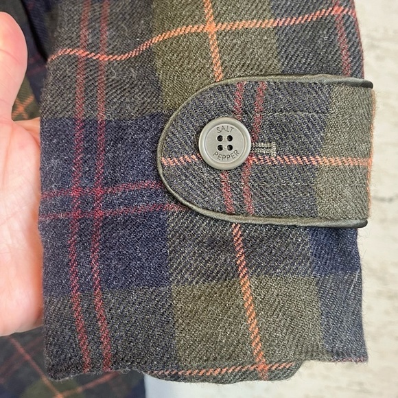 Salt & Pepper Plaid Wool Trench Coat Grunge Dark Academia Muted Whimsigoth - Picture 8 of 16